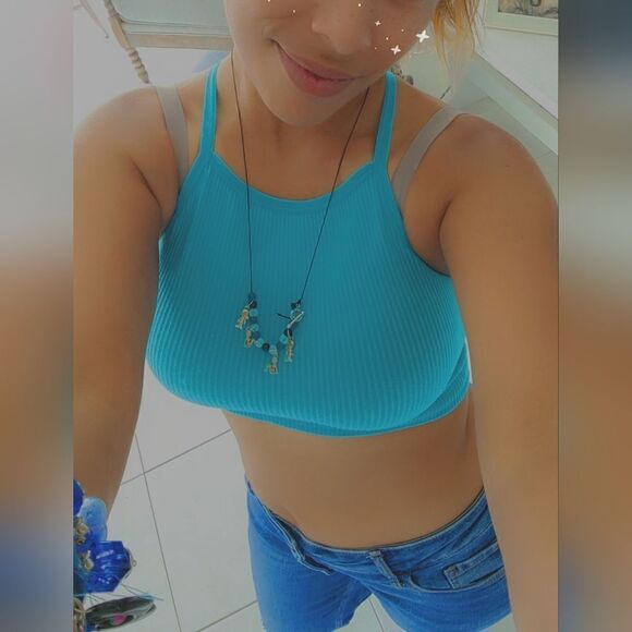 COPY -blue crop Top - Picture 1 of 11